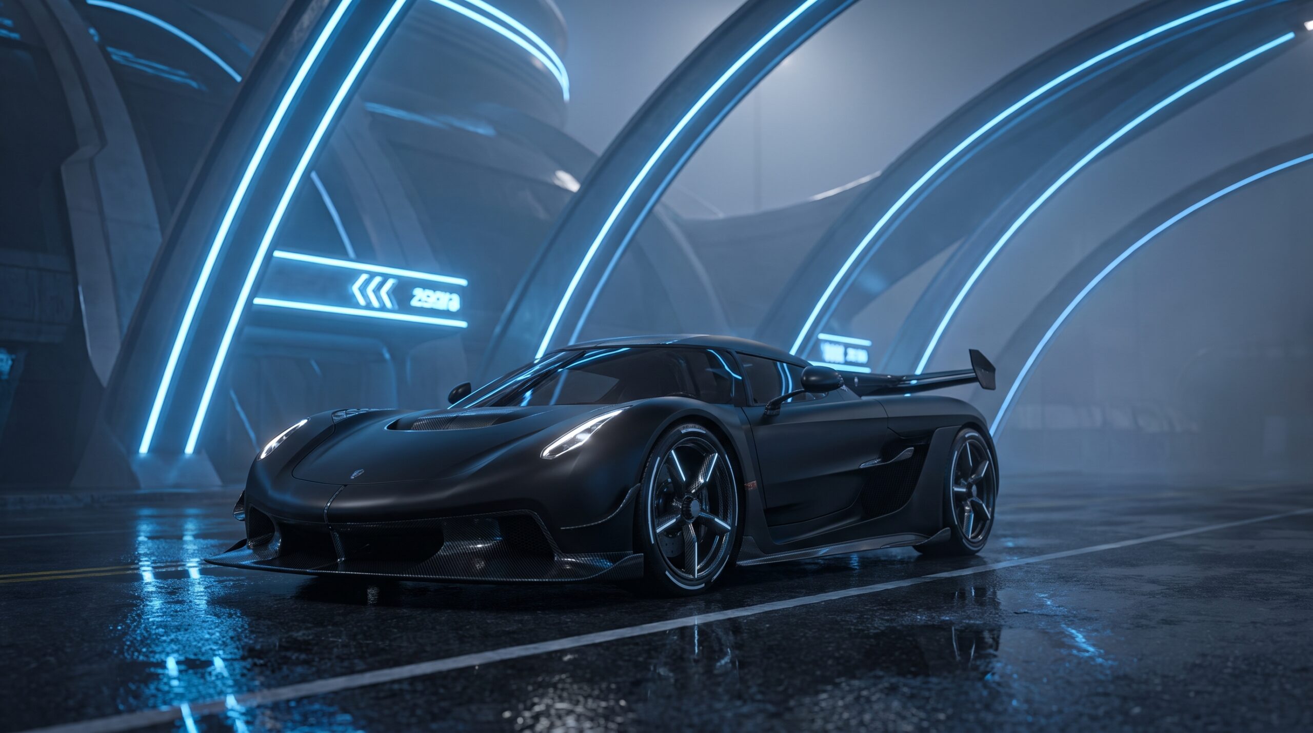 Stealth Black Hypercar Wallpaper